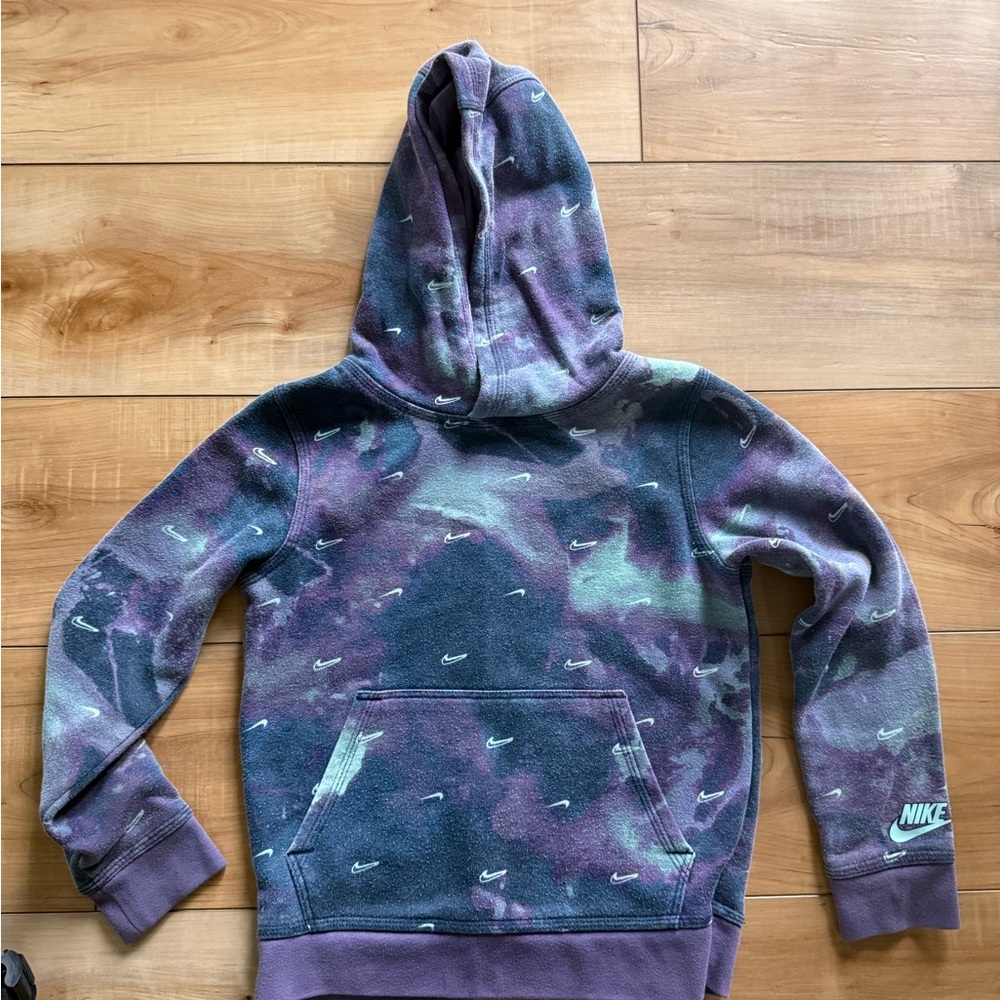 Nike Kids Purple & Teal Tie-Dye Fleece Hoodie